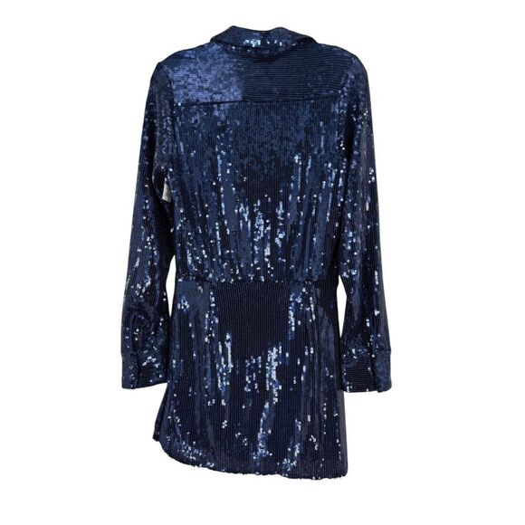 Free People Women's Navy Sophie Sequin A-Line Style‎ Mini Dress Size Small FLAW - Picture 2 of 10